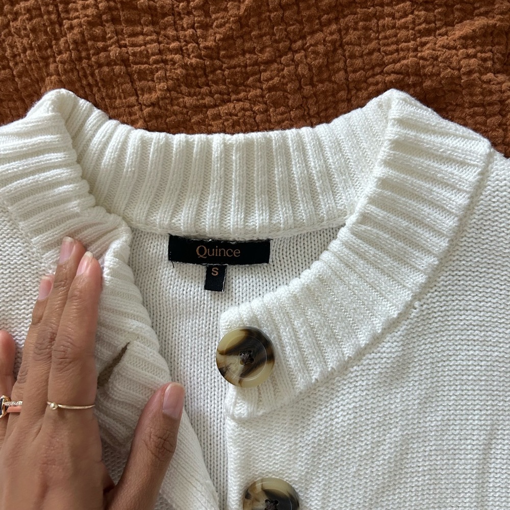 Quince Ivory Button-Up Cardigan - Picture 3 of 7